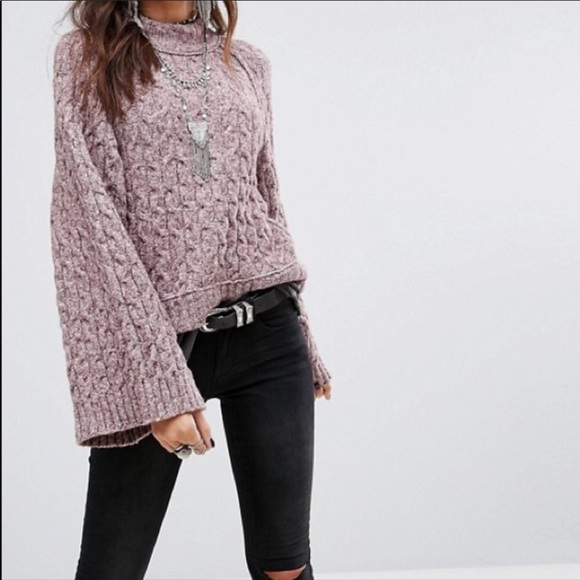 Free People Snow Bird bell sleeve chunky sweater - Picture 2 of 6